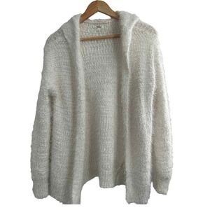 Mudd Cardigan Hoodie White Fuzzy‎ Open Front Small Cozy Streetwear Classic NWOT